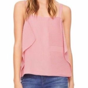 Tory Burch Fleur Pink Pintuck Silk Blouse size 8